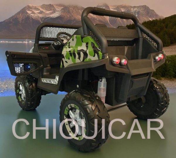 Coche eléctrico infantil Mercedes Unimog camuflaje 4×4 2 personas - Imagen 2