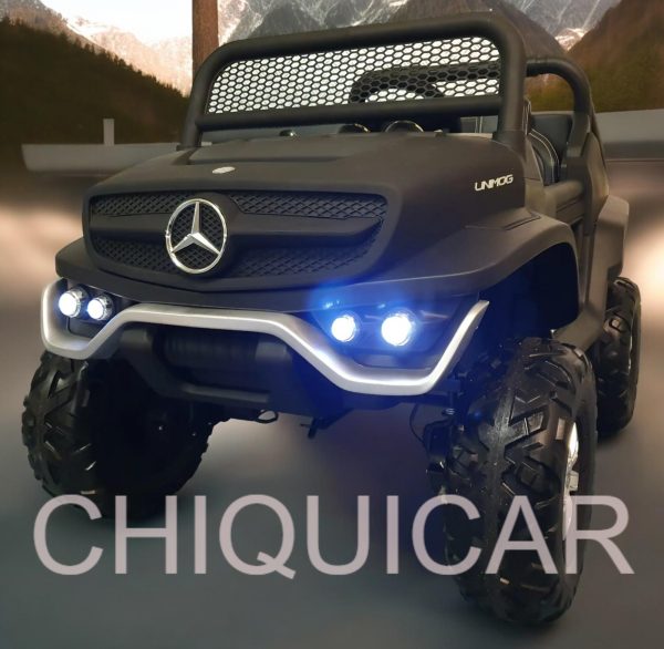 Coche eléctrico para niños Mercedes Unimog para 2 personas con tracción a las 4 ruedas negro mate - Imagen 3