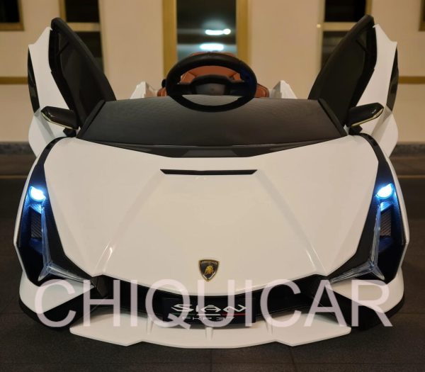 Coche infantil Lamborghini Sian 12 voltios con mando a distancia blanco - Imagen 2