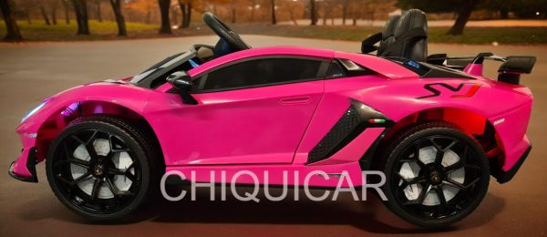 Coche infantil Lamborghini Aventador 12 voltios rosa - Imagen 3