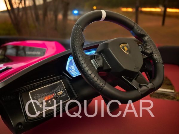 Coche infantil Lamborghini Aventador 12 voltios rosa - Imagen 5