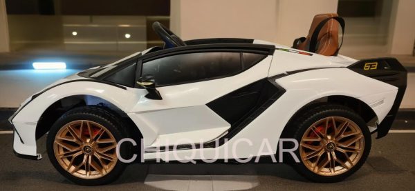 Coche infantil Lamborghini Sian 12 voltios con mando a distancia blanco - Imagen 5