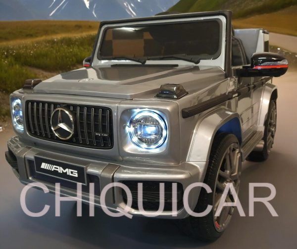 Coche de juguete Mercedes G63 12Volt gris metalizado 1 persona