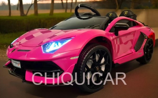 Coche infantil Lamborghini Aventador 12 voltios rosa