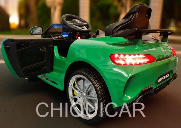 Coche para niños Mercedes GTR verde metalizado con RC - Imagen 8