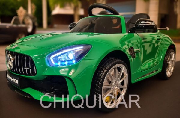 Coche para niños Mercedes GTR verde metalizado con RC - Imagen 6