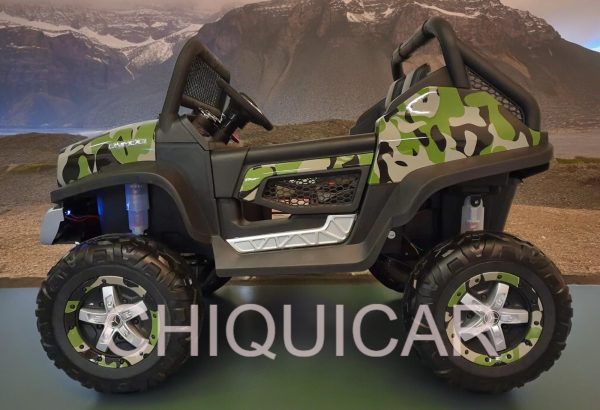 Coche eléctrico infantil Mercedes Unimog camuflaje 4×4 2 personas - Imagen 3