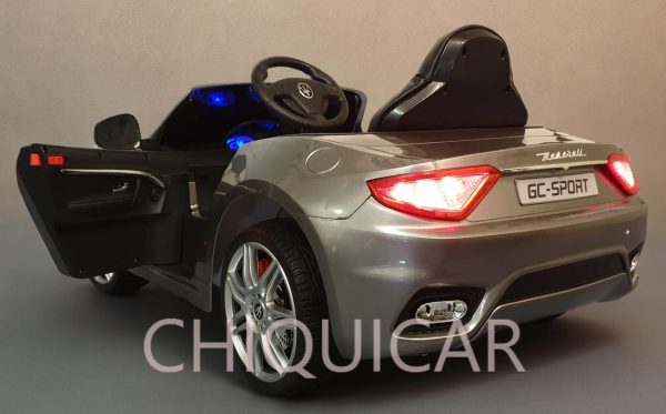 Coche infantil Maserati Grand Cabrio batería 12V gris metalizado - Imagen 8