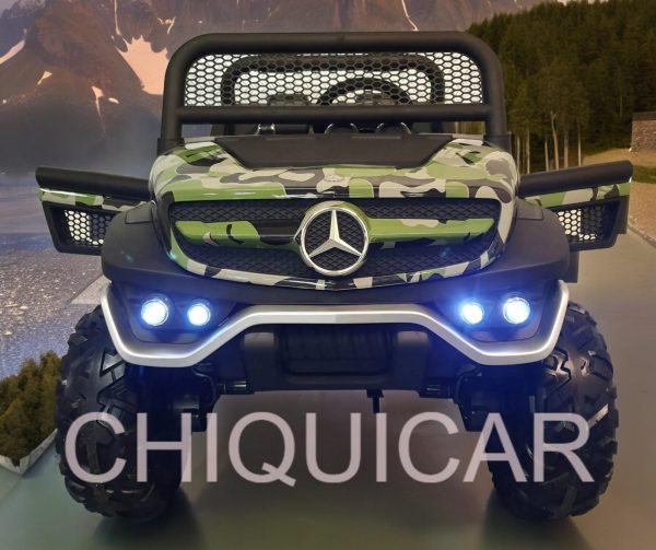 Coche eléctrico infantil Mercedes Unimog camuflaje 4×4 2 personas - Imagen 6