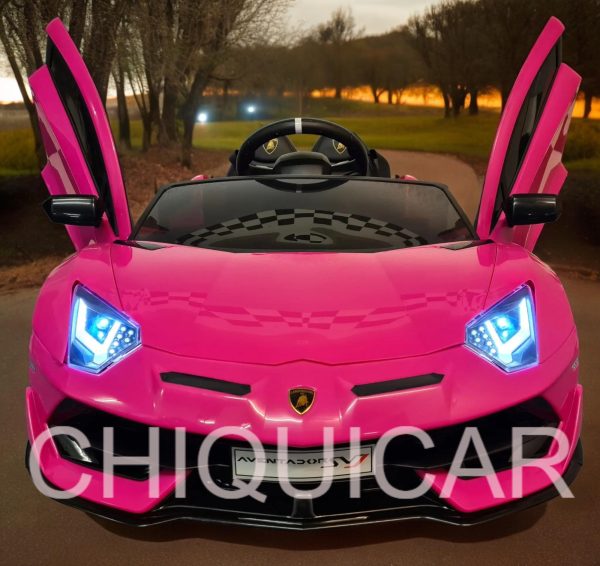 Coche infantil Lamborghini Aventador 12 voltios rosa - Imagen 10