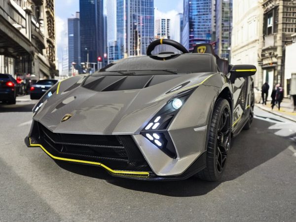 Coche eléctrico infantil Lamborghini Auténtica 12 voltios gris metalizado