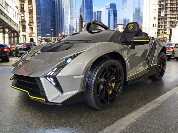 Coche eléctrico infantil Lamborghini Auténtica 12 voltios gris metalizado - Imagen 7