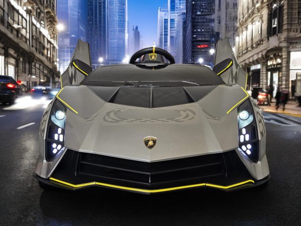 Coche eléctrico infantil Lamborghini Auténtica 12 voltios gris metalizado - Imagen 6