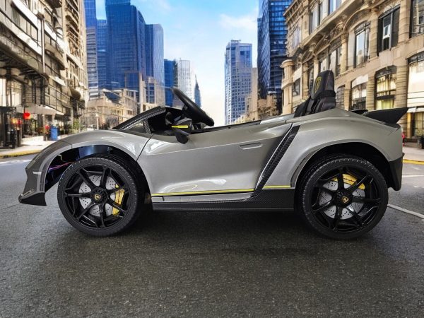 Coche eléctrico infantil Lamborghini Auténtica 12 voltios gris metalizado - Imagen 5